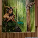 Portret van de god Pan in de jungle op groot doek