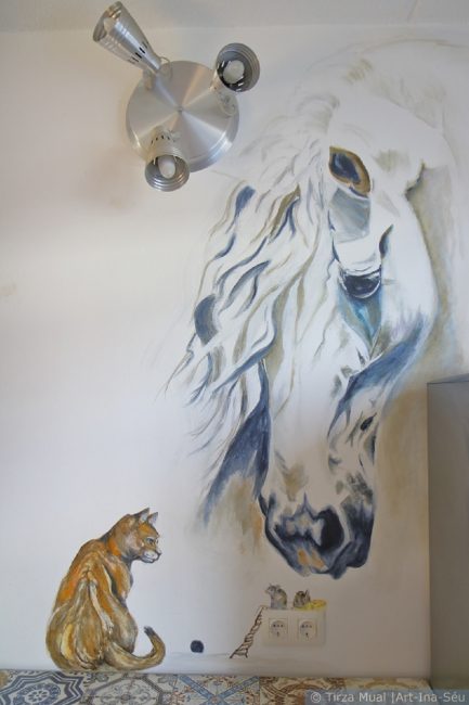 Muurschildering Paard